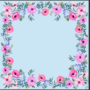 Shades of Pink Flowers Mah Jongg Mat- light blue background